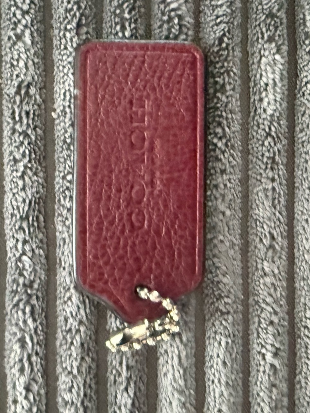 Coach Burgundy Leather Tag with Gold Chain Small sized